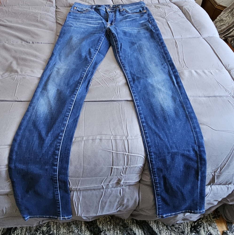 7 for all mankind roxanne straight leg/skinny  jeans, size 28